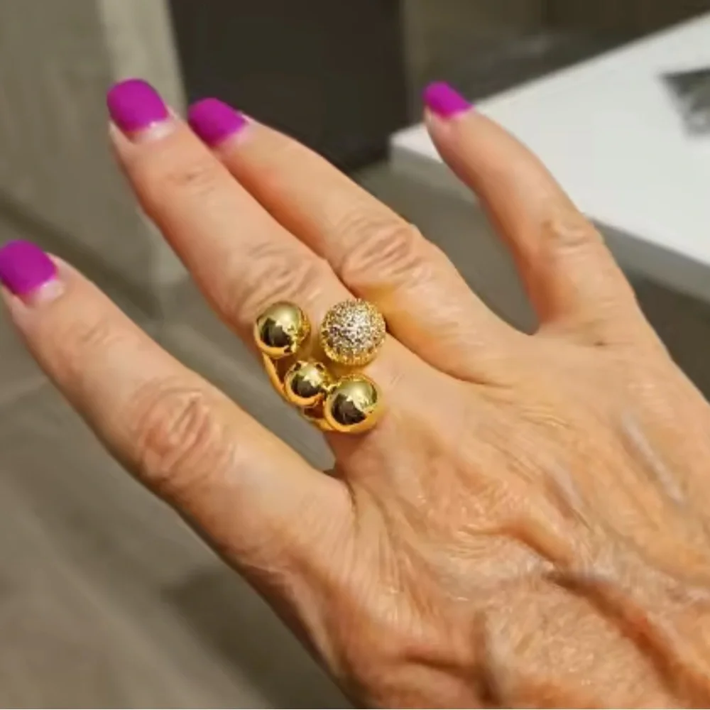 Ball Gold Multi-Sphere Pavé Ring